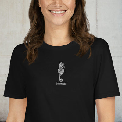 Embroidered Into the Deep Seahorse Short-Sleeve Unisex T-Shirt