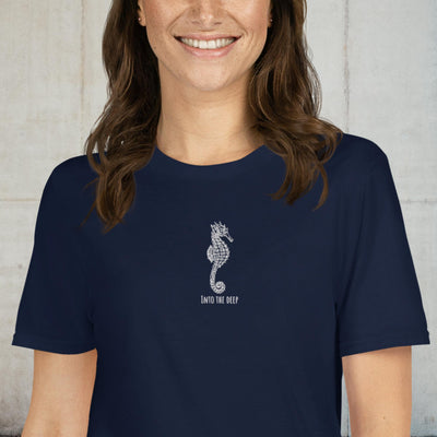 Embroidered Into the Deep Seahorse Short-Sleeve Unisex T-Shirt