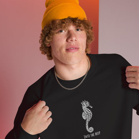 Embroidered Into the Deep Seahorse Unisex Sweatshirt