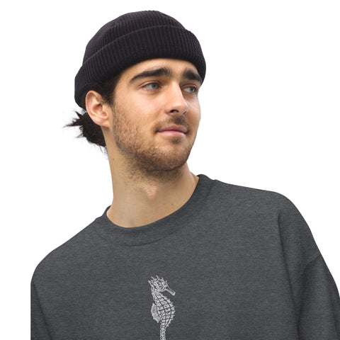 Embroidered Into the Deep Seahorse Unisex Sweatshirt