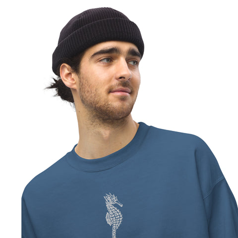 Embroidered Into the Deep Seahorse Unisex Sweatshirt