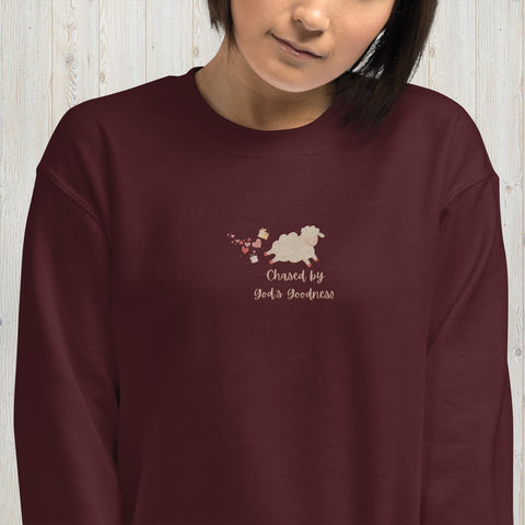 Embroidered Chased by God's Goodness Unisex Sweatshirt