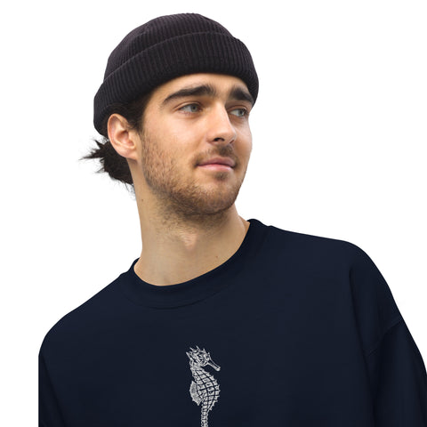 Embroidered Into the Deep Seahorse Unisex Sweatshirt