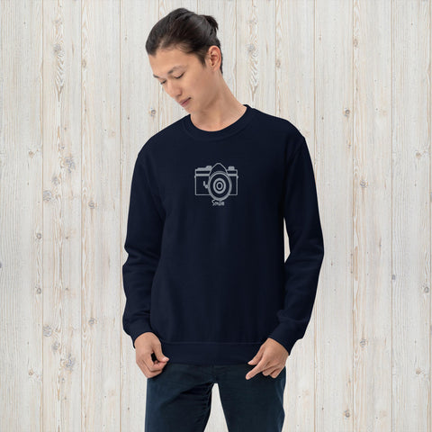 Embroidered Smile Vintage Camera Unisex Sweatshirt