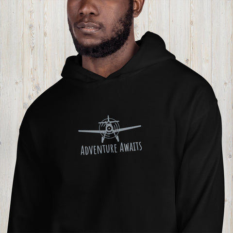 Embroidered Adventure Awaits Unisex Hoodie