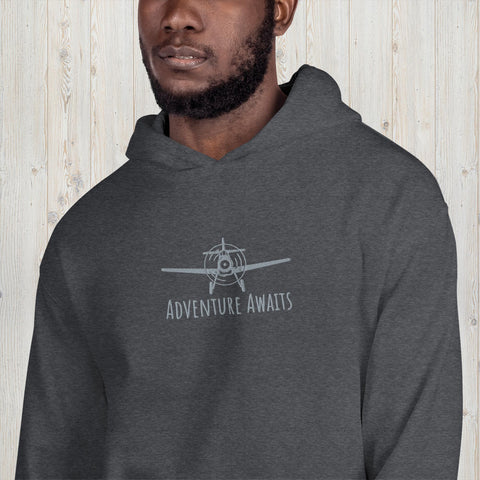 Embroidered Adventure Awaits Unisex Hoodie