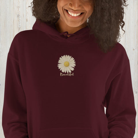 Embroidered Beautiful Daisy Unisex Hoodie