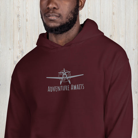 Embroidered Adventure Awaits Unisex Hoodie