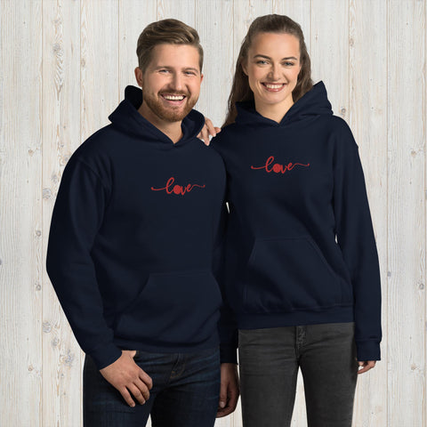 Embroidered Couple Love Unisex Hoodie