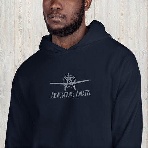 Embroidered Adventure Awaits Unisex Hoodie