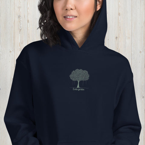 Embroidered Evergreen Tree Unisex Hoodie