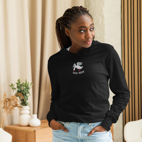 Embroidered Goose Dream Hooded long-sleeve tee