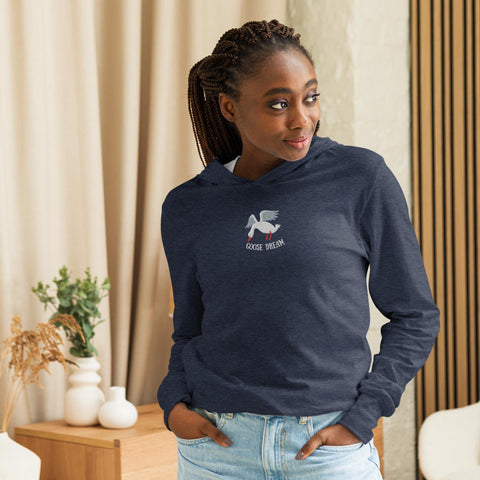 Embroidered Goose Dream Hooded long-sleeve tee