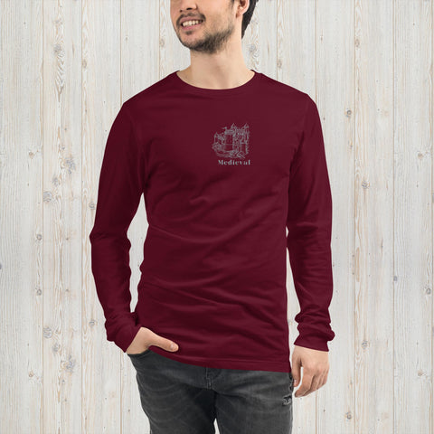 Embroidered Medieval Castle Unisex Long Sleeve Tee