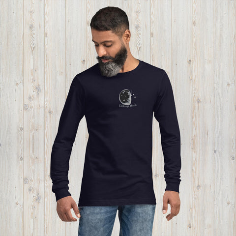 Embroidered Gibbous Moon Unisex Long Sleeve Tee