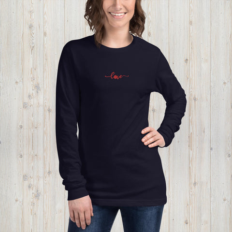 Embroidered Love Unisex Long Sleeve Tee