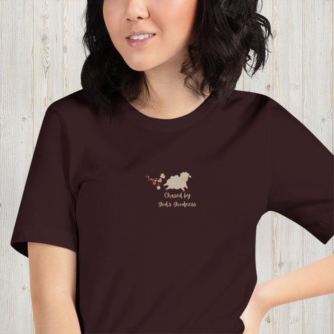 Embroidered Chased by God's Goodness Unisex t-shirt